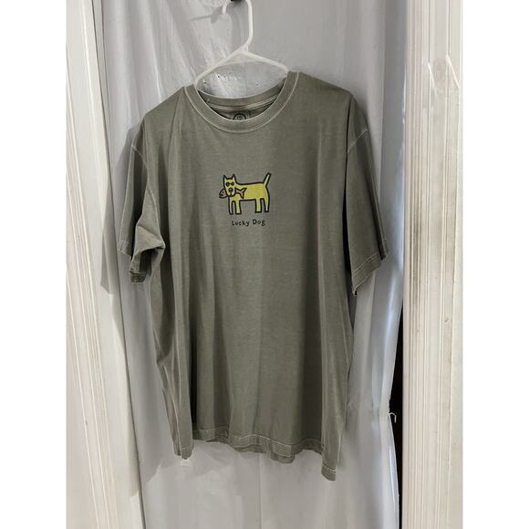 Life Is Good Other - Life Is Good Green Men’s Lucky Dog Graphic Print Short Sleeve Tee Sz L